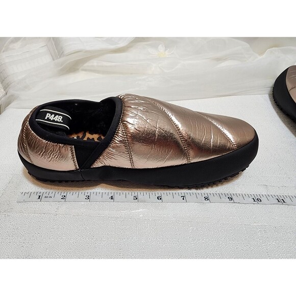 P448 WOMENS 40 SZ 9 GOLD SLIP ON LABY SNEAKER SLIPPER CHEETAH SHIMMER COMFY CUTE - Picture 12 of 15